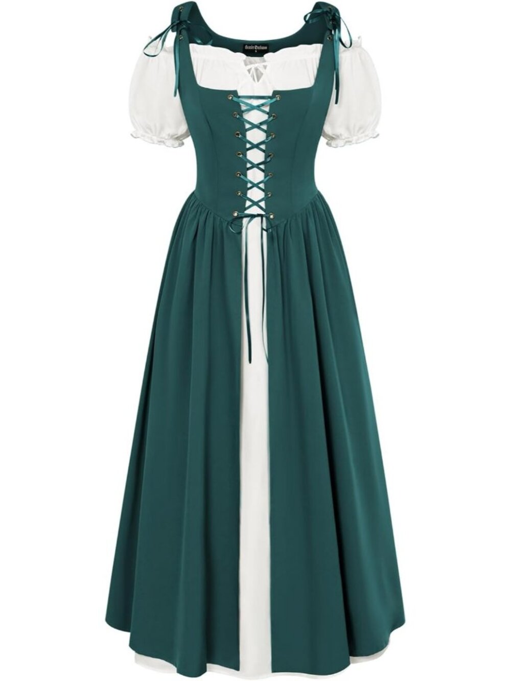 Women's Blue Green Renaissance Pirate Medieval Dress Witch Halloween Costume Set